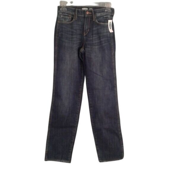 Old Navy Size 16 Jeans Boys Straight Leg Built-In Tough Raw Hem Distressed NEW - Picture 1 of 13